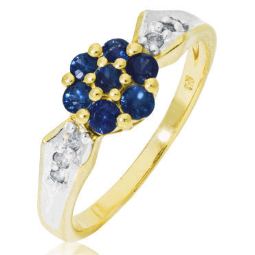 Hand-picked Sapphires in a 9ct Gold Cluster Ring