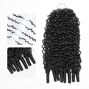 Image of QVR Burmese Curly Crochet Hair Natural Black Machine Made Feather Crochet Human Hair Extension