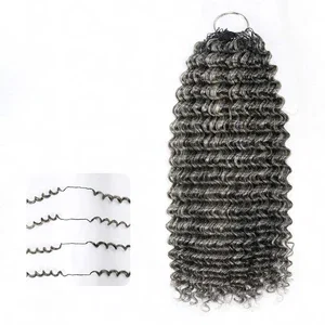 Image of QVR Salt Pepper Crochet Hair Small Kinky Curly Machine Made Feather Human Hair Extension