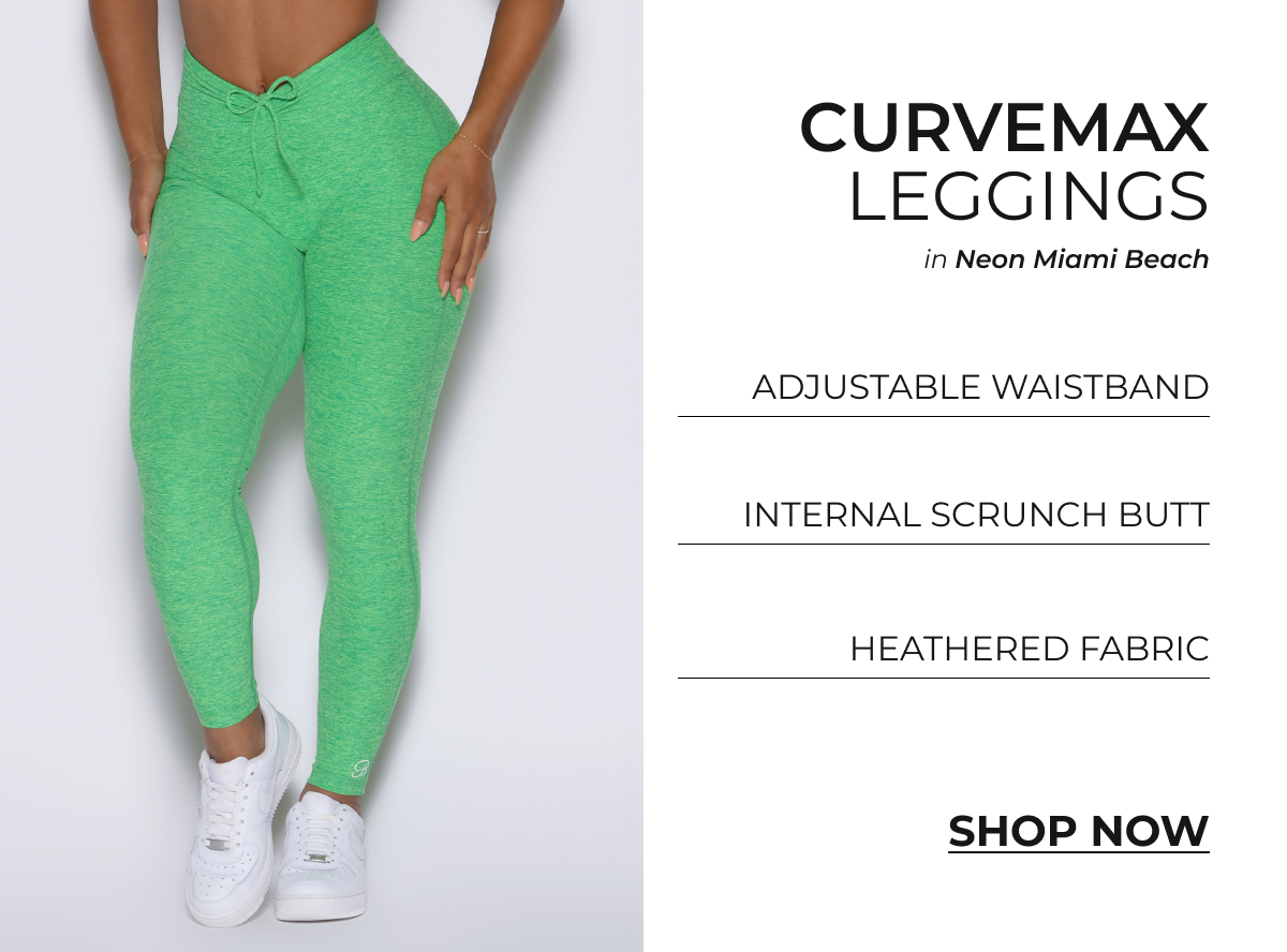 image of Curvemax Leggings in Neon Miami Beach with product callout text