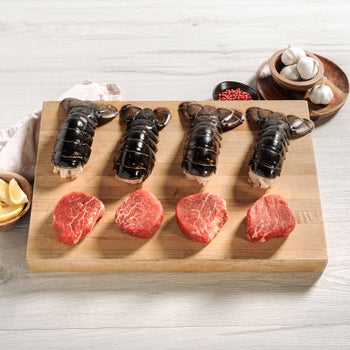 Rastelli’s Angus Beef Prime Petite Filet Mignons and Wild Caught Maine Lobster Tails, 8 Total Packs, 3 lbs Total