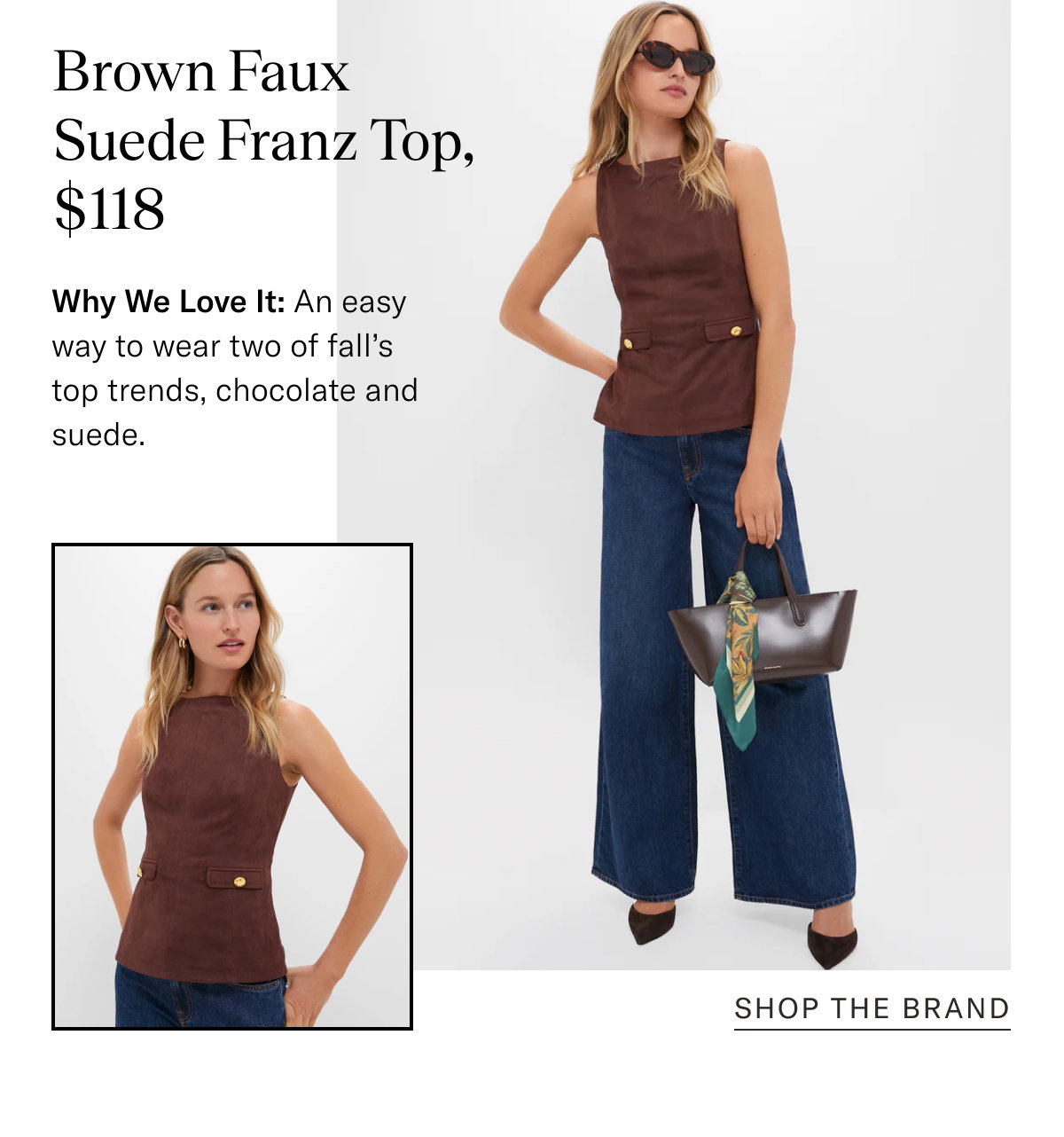 Brown Faux Suede Franz Top