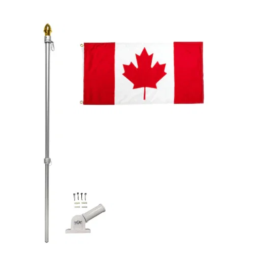 6' Chrome Stainless Steel Flagpole with Flag Set