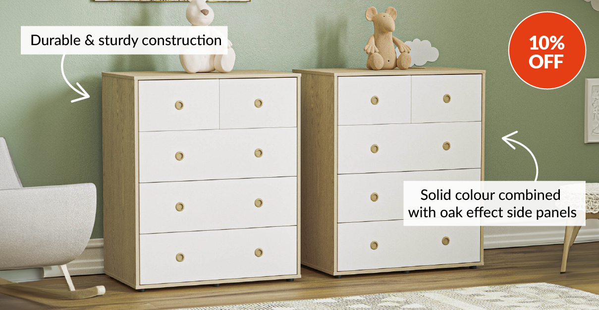 Set of 2 Neptune 5 Drawer Chests