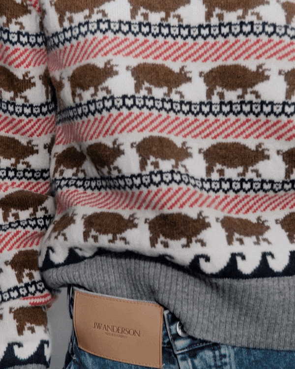 Women's fairisle 'pig' jumper in red