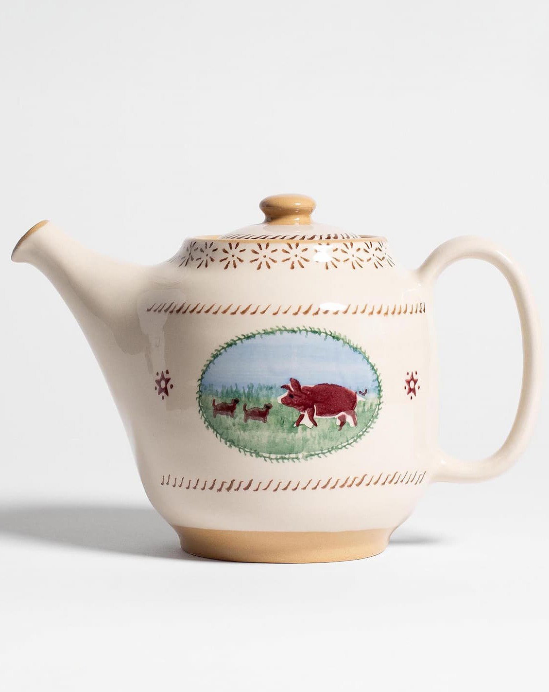 nicholas mosse white pig tea pot in white & multi