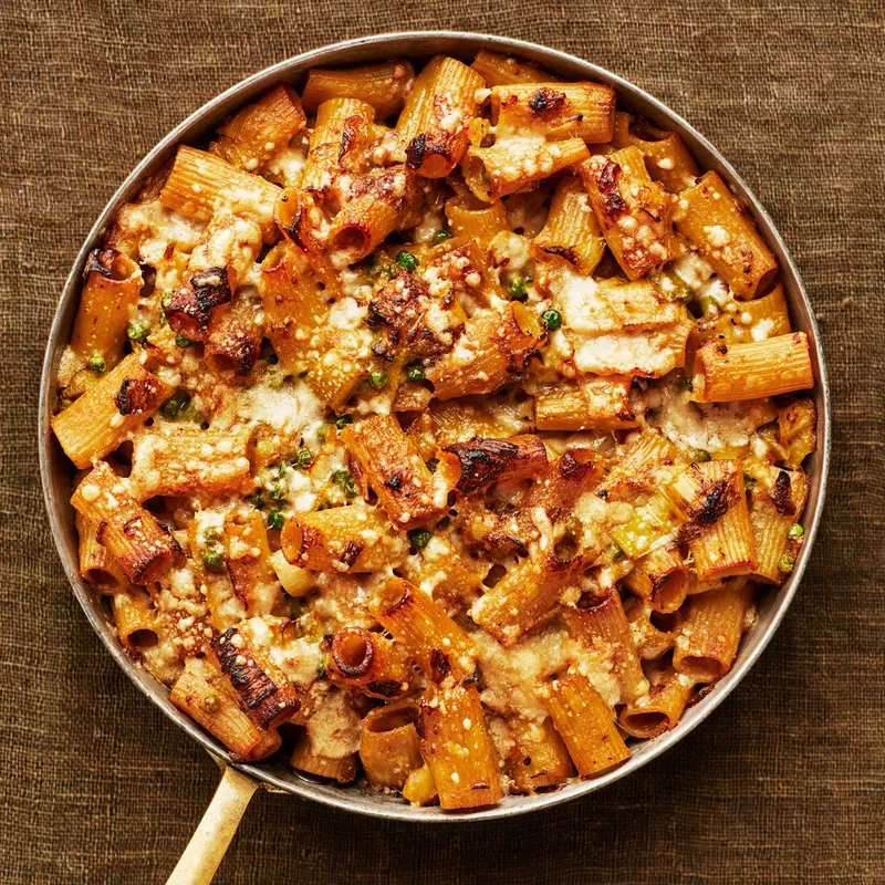 Baked Pasta and Leeks With Anchovy Cream recipe