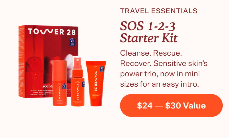 TRAVEL ESSENTIALS. SOS 1-2-3 Starter Kit. Cleanse. Rescue. Recover. Sensitive skin’s power trio, now in mini sizes for an easy intro.