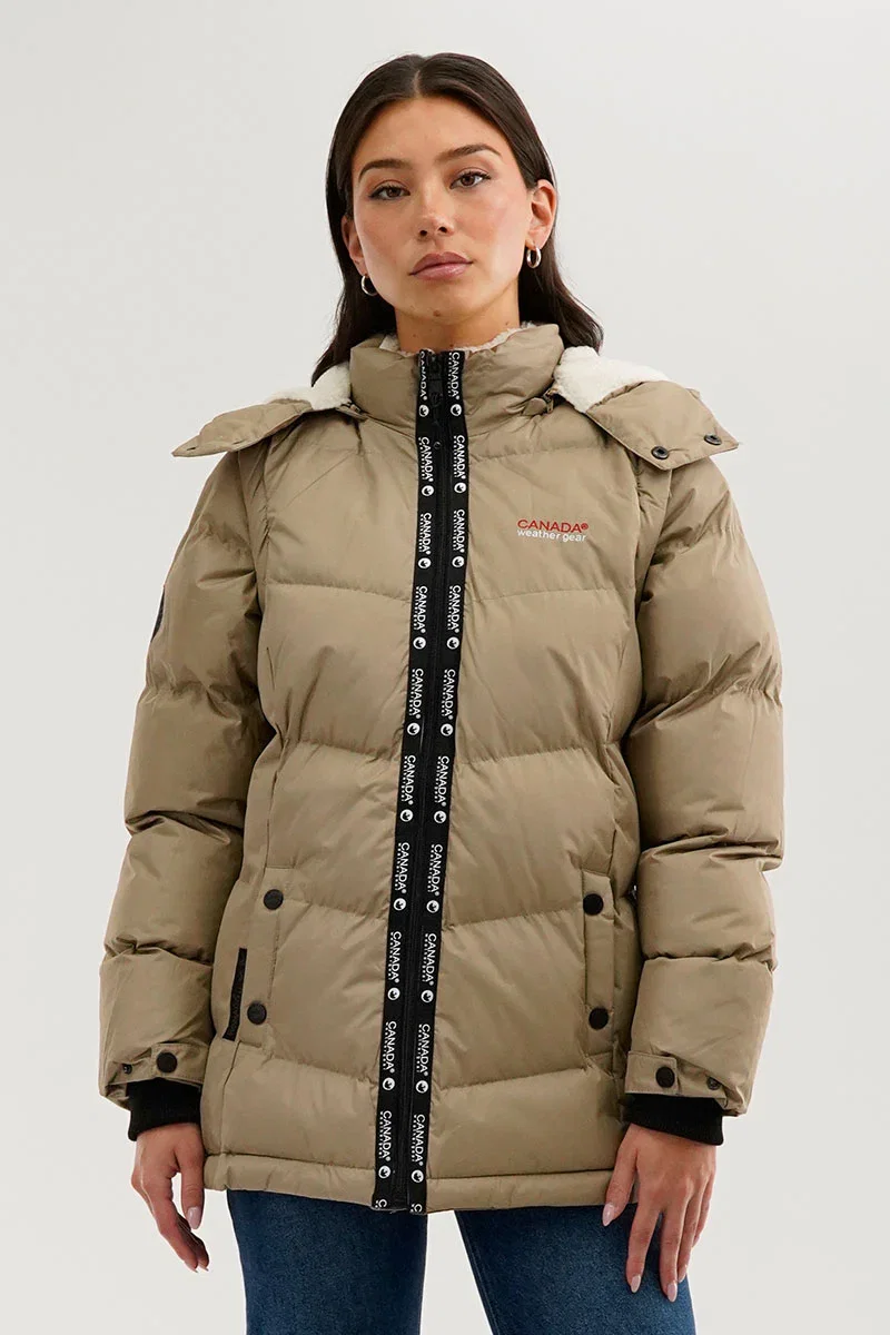 Image of Canada Weather Gear Zip Off Sleeve Parka Jacket - Beige