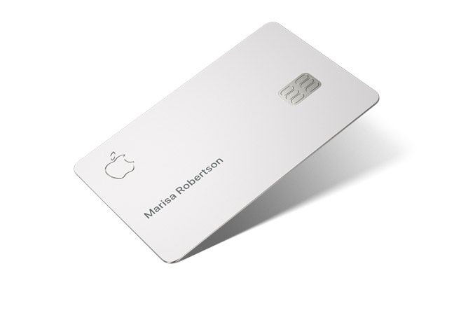 A silver Apple Card, credit card