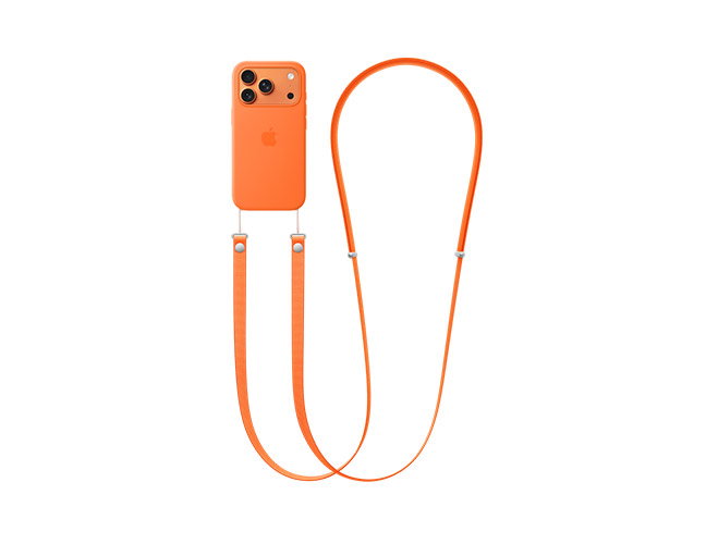 iPhone 17 Pro with Silicone Case with MagSafe, Crossbody Strap attached