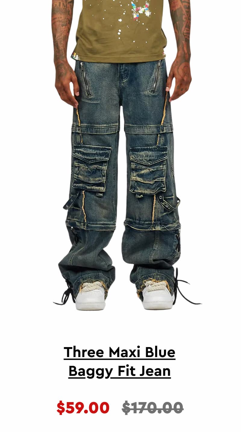 Three Maxi Blue Baggy Fit Jean
