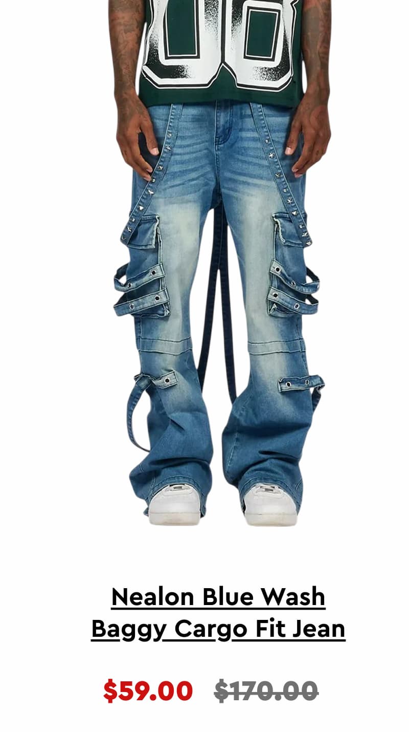 Nealon Blue Wash Baggy Cargo Fit Jean