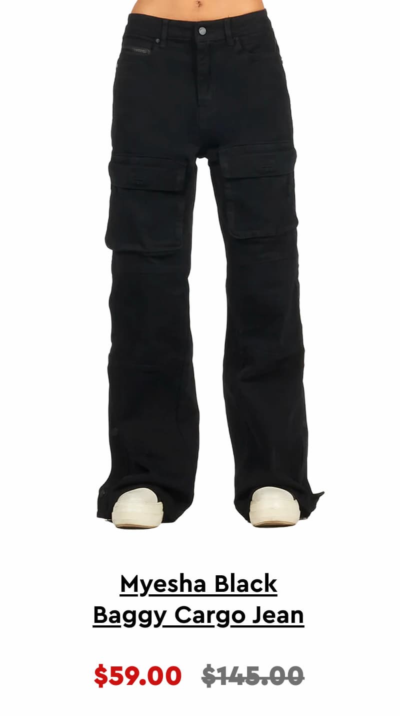 Myesha Black Baggy Cargo Jean