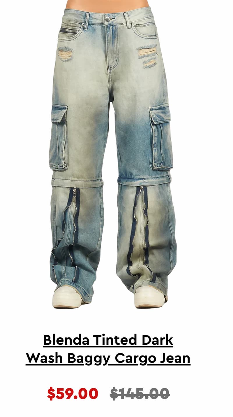 Blenda Tinted Dark Wash Baggy Cargo Jean