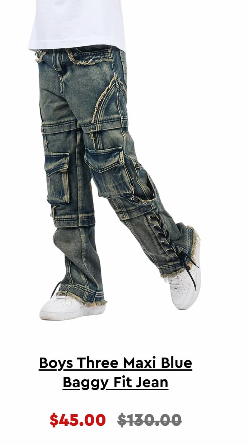 Boys Three Maxi Blue Baggy Fit Jean