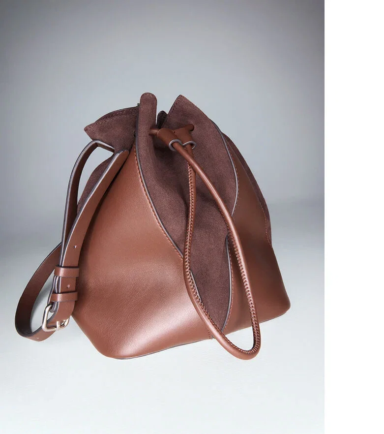 Bucket bag with leather S
