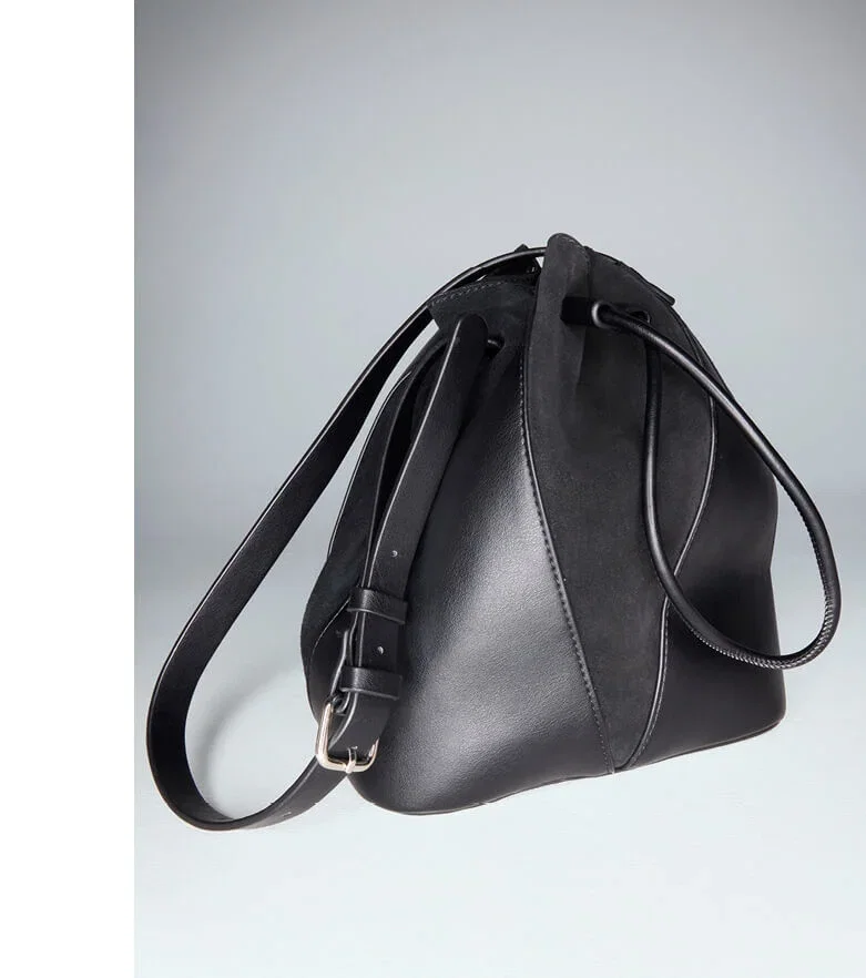 Bucket bag with leather S
