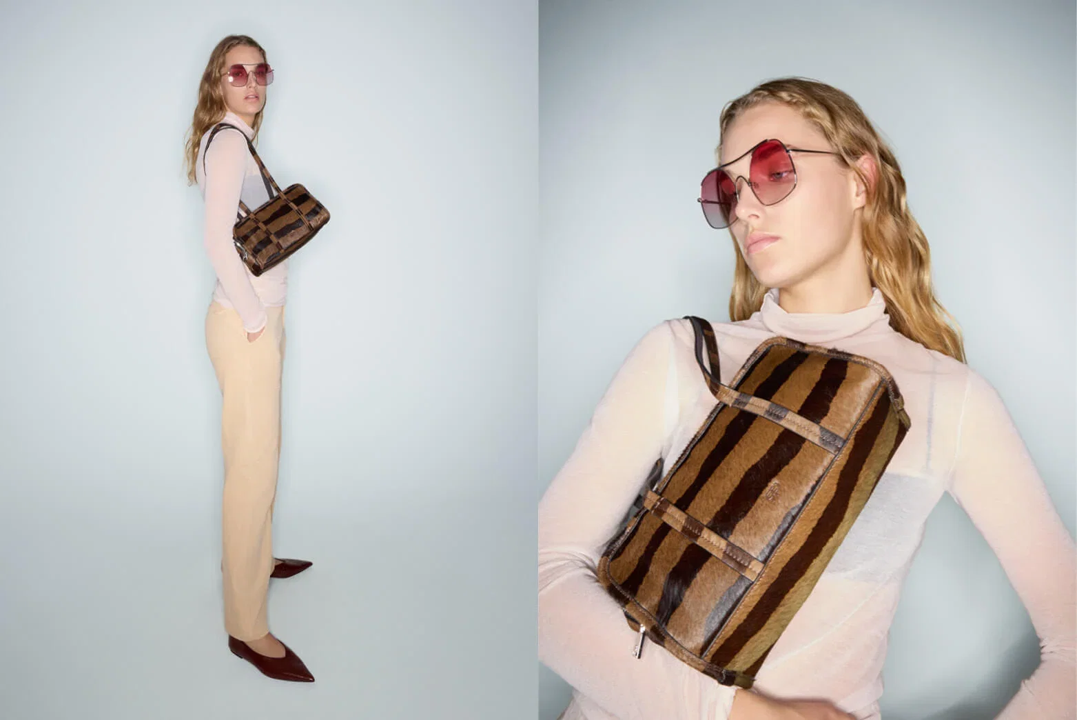 Animal print leather bowling bag