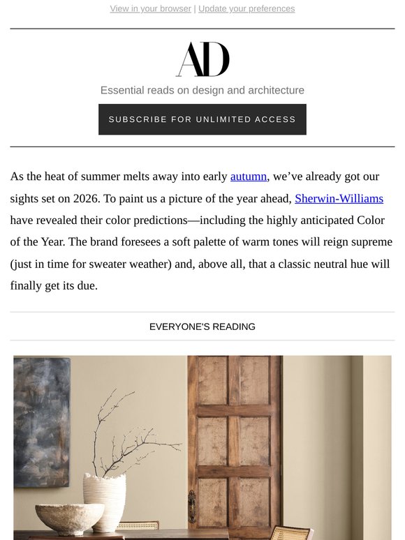 Architectural Digest: The Hottest Color Palettes for 2026 | Milled