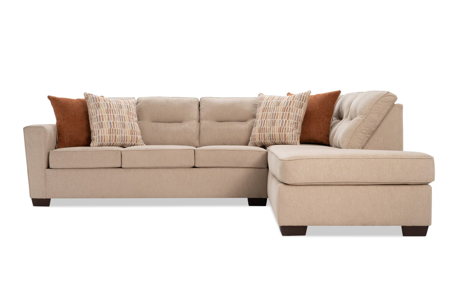 Dylan Beige 112'' 2 Piece Right Arm Facing Chaise Sectional