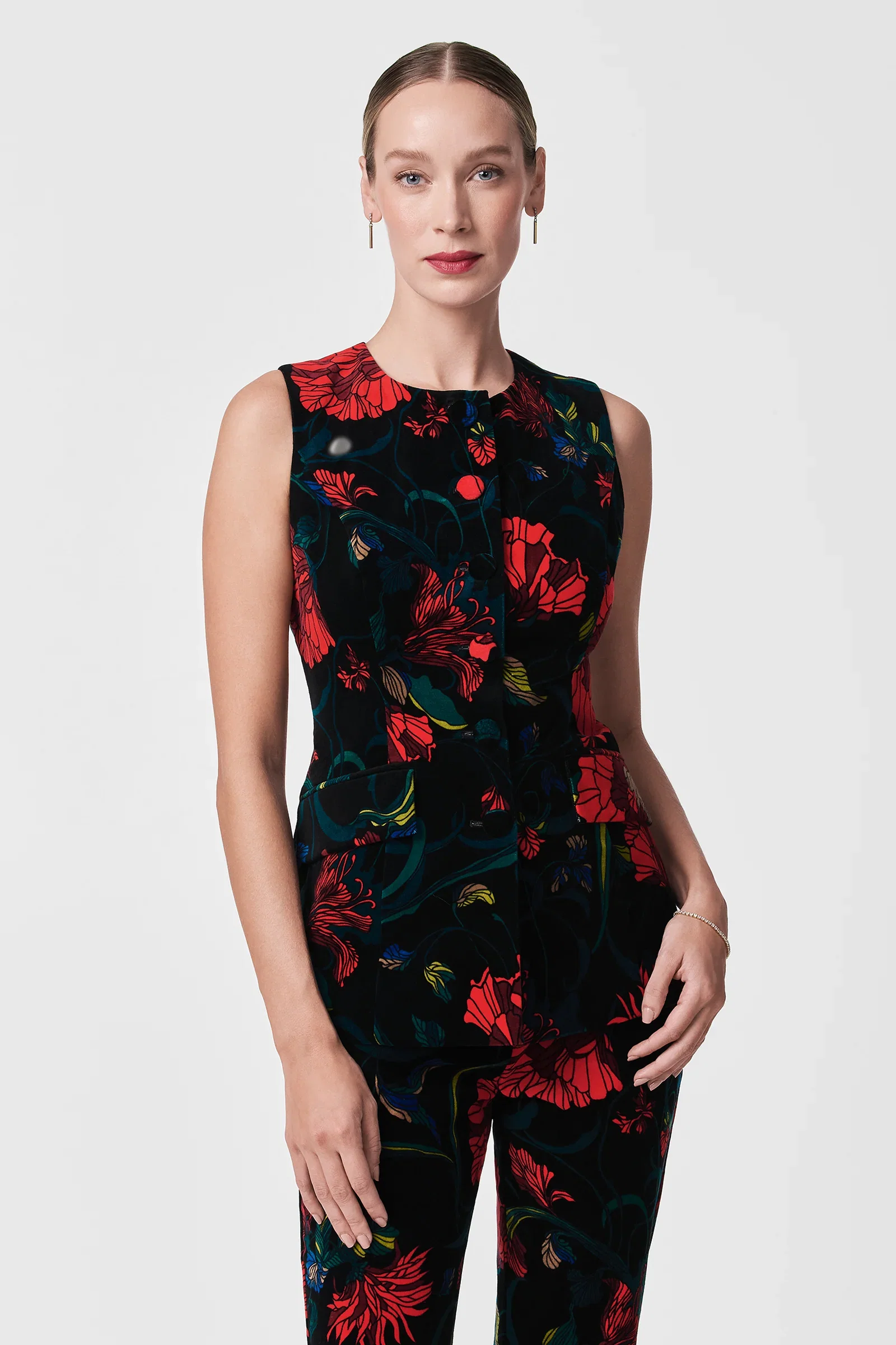 Image of Kary Printed Velvet Vest