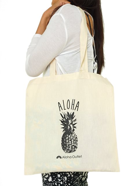 Anuenue Aloha Pineapple Cotton Canvas Tote Bag