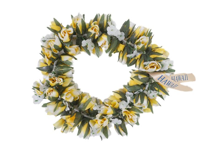 Yellow Double Rose Bud Headband (Haku Lei)