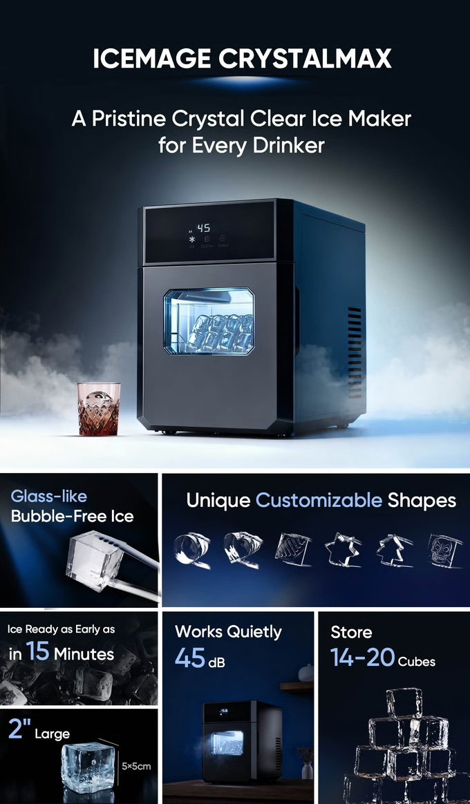 Elevate Every Drink with ICEMAGE CrystalMax: Crystal-Clear Ice in Just 15 Minutes