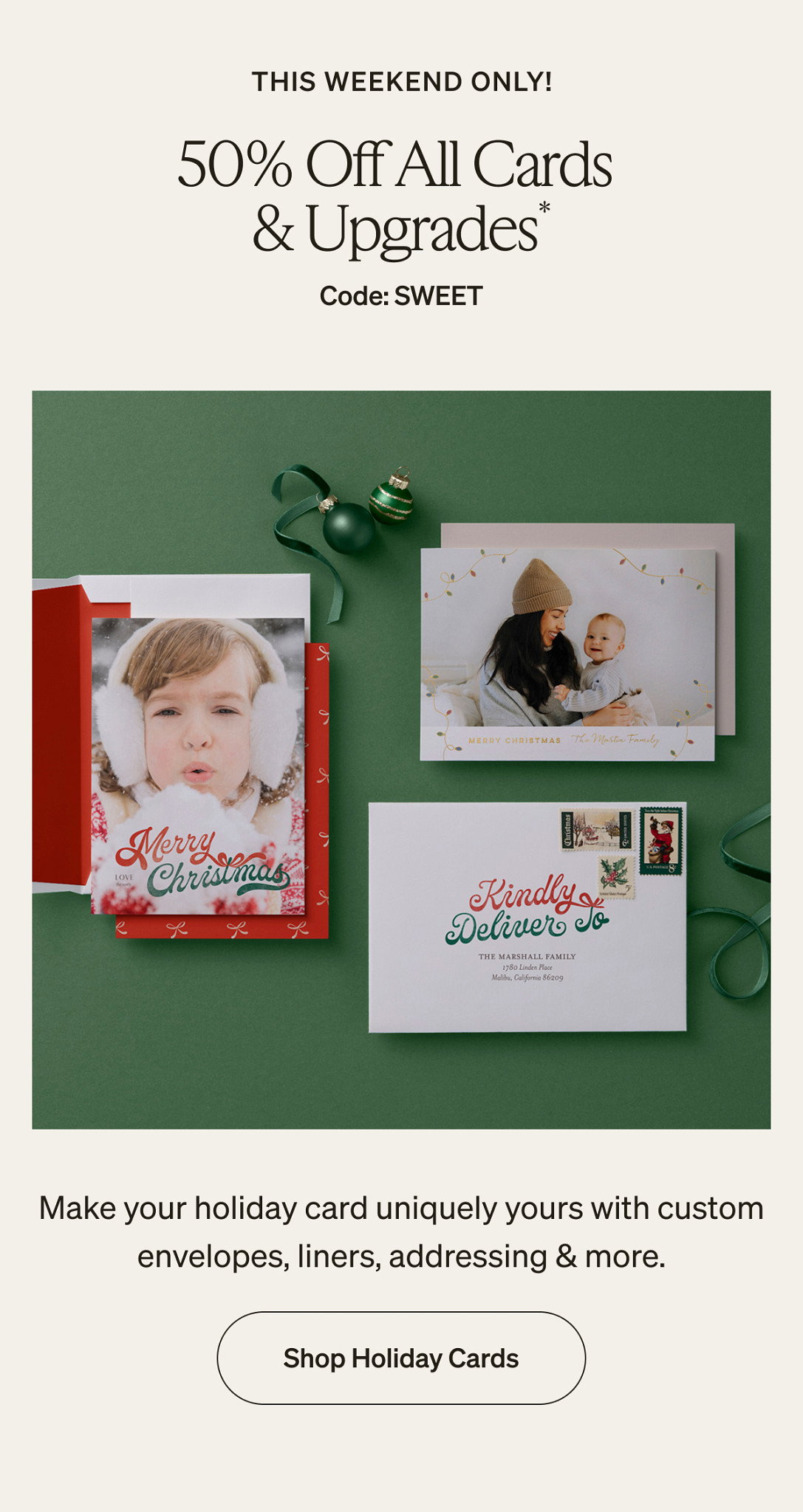 Free Shipping (No Min) + 50% cards & upgrades