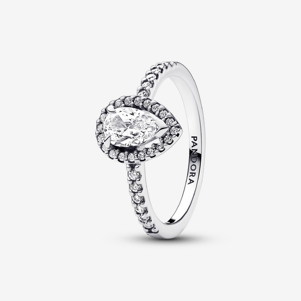 Sparkling Pear Halo Ring