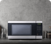 A microwave in a kitchen setting