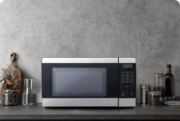 A microwave in a kitchen setting