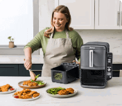 A woman in a kitchen