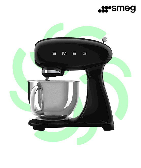 A Smeg stand mixer on a white background