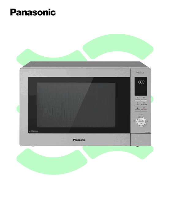 A microwave on a white background