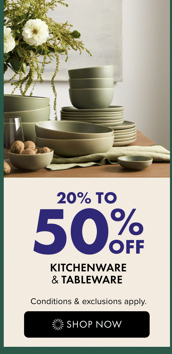 20% to 50% OFF Kitchenware & Tableware