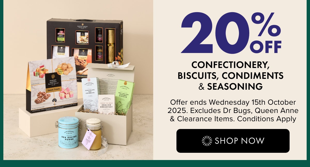 20% OFF Confectionery, Biscuits, Condiments & Seasoning