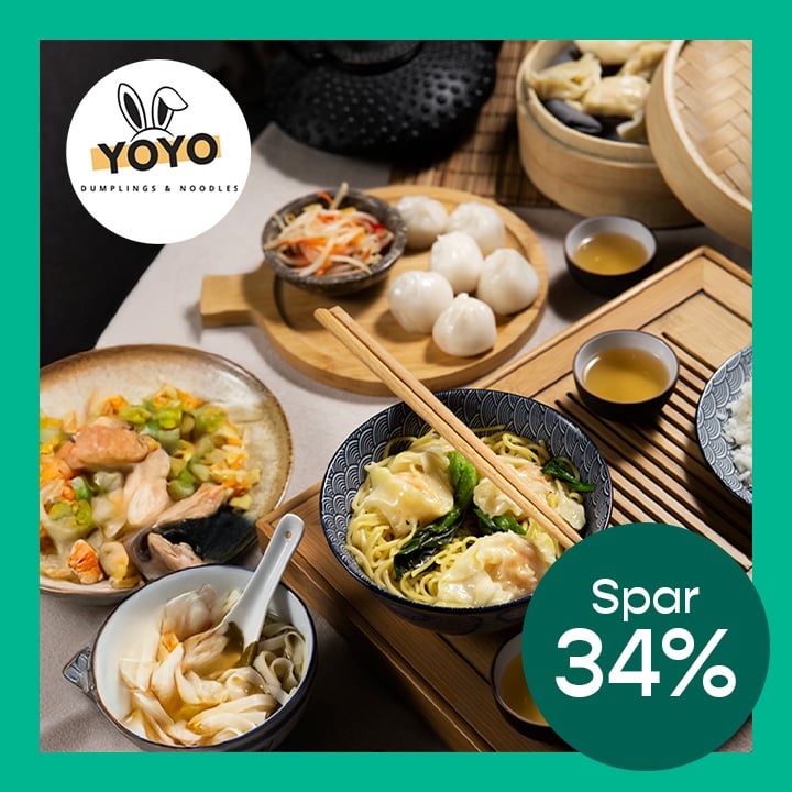 To valgfrie retter inkl. to 0,5l brus hos YOYO Dumplings and Noodles på Alexander Kiellands plass