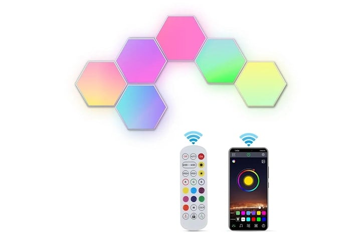 Hexagon vegglampe LED i 6 moduler