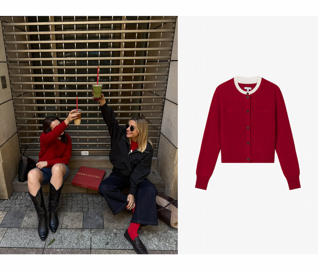 Carmina Wool Cardigan - Red