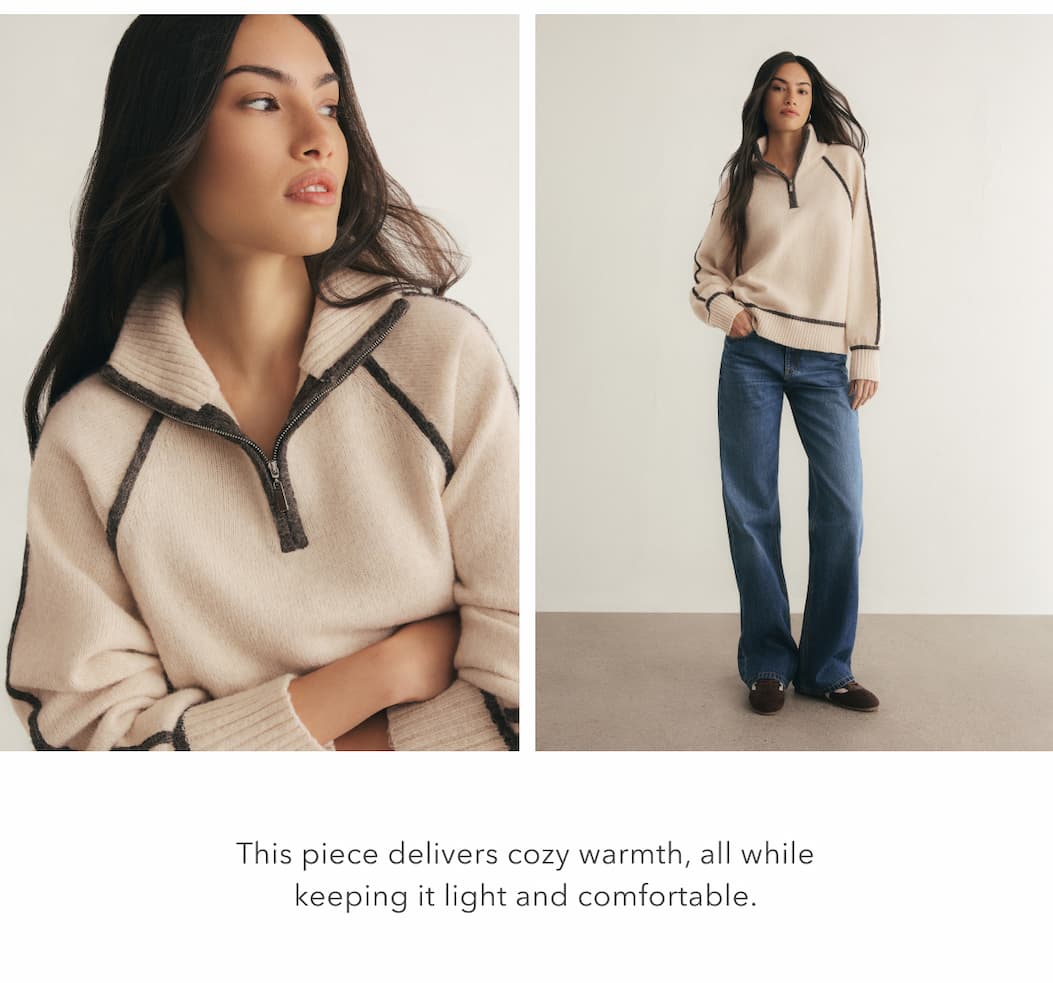 This piece delivers cozy warmth, all while keeping it light and comfortable.