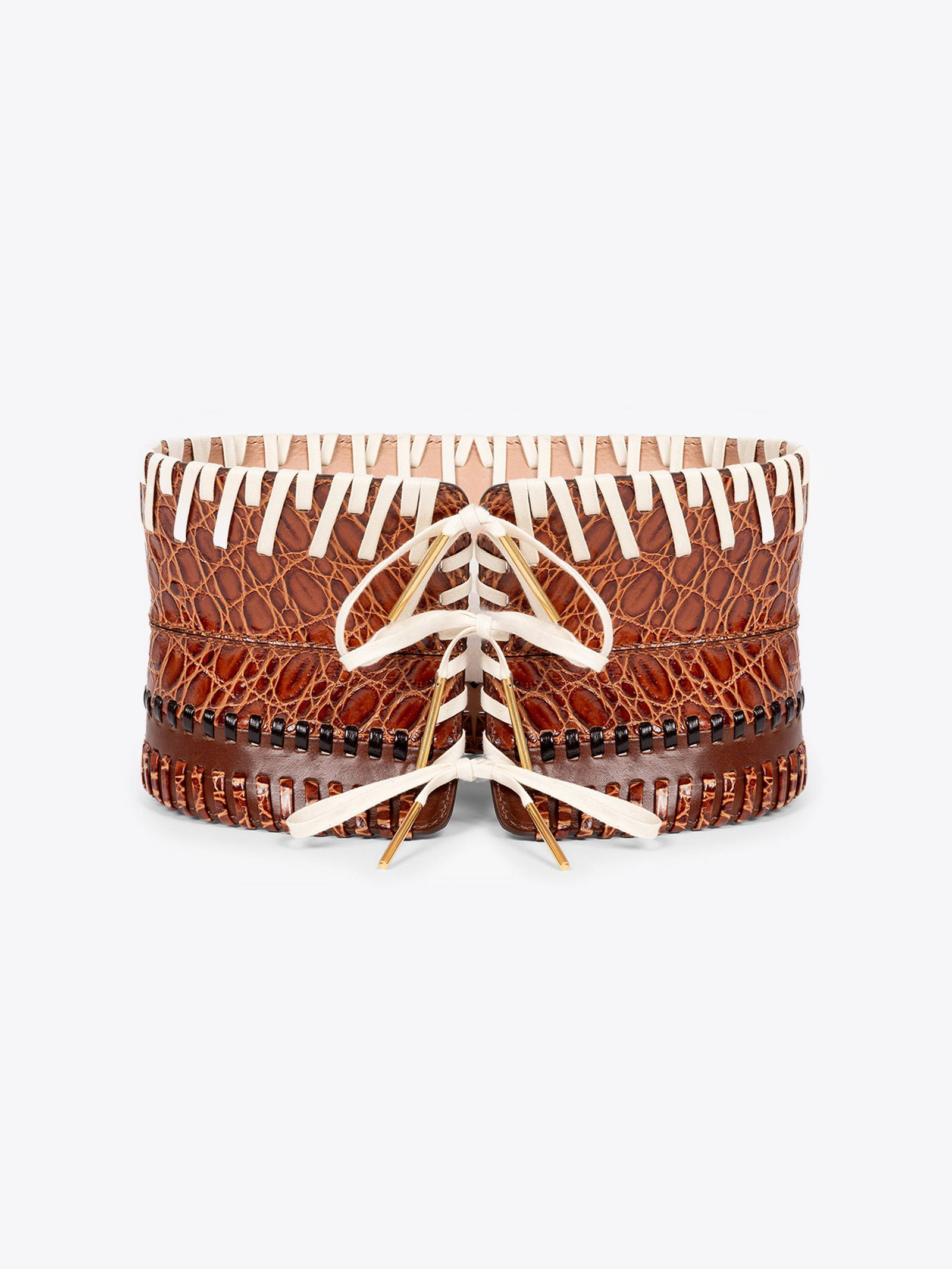Leather corset belt