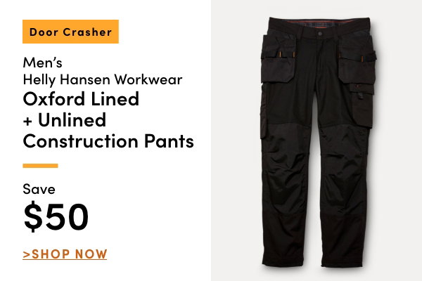 Door Crasher Men's Helly Hansen Workwear Oxford Lined + Unlined Construction Pants Save $50