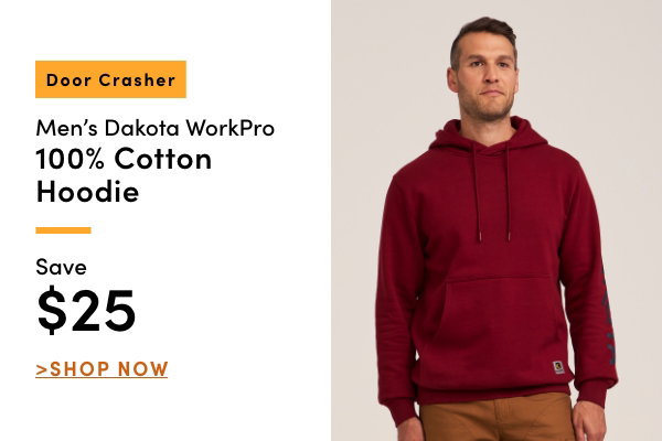 Door Crasher Men's Dakota WorkPro 100% Cotton Hoodie Save $25