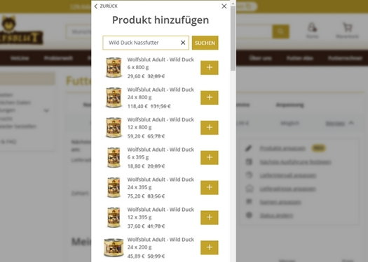 Kundenkonto im Wolfsblut Shop