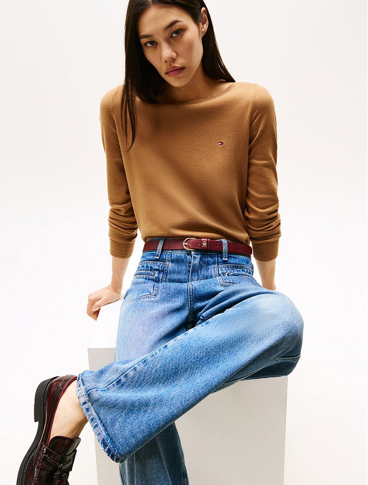 Jersey-Pullover mit U-Boot-Ausschnitt