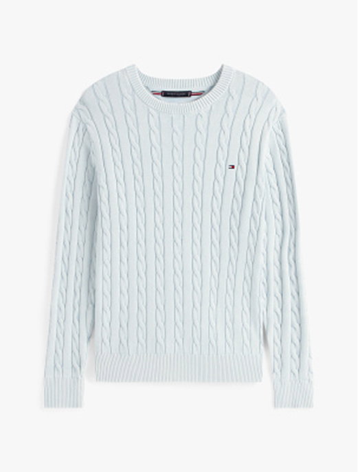 Vorgewaschener Pullover mit Zopfmuster