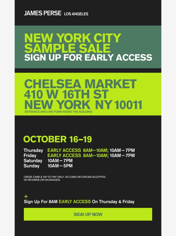 NYC Sample Sale Starts Oct. 16th
