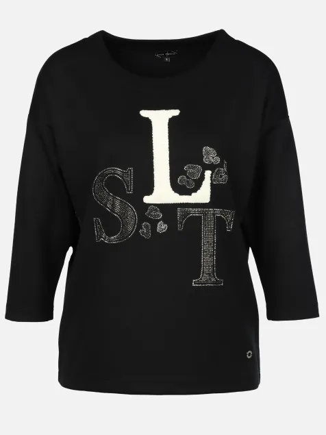 Damen Sweatshirt mit Strassbesatz